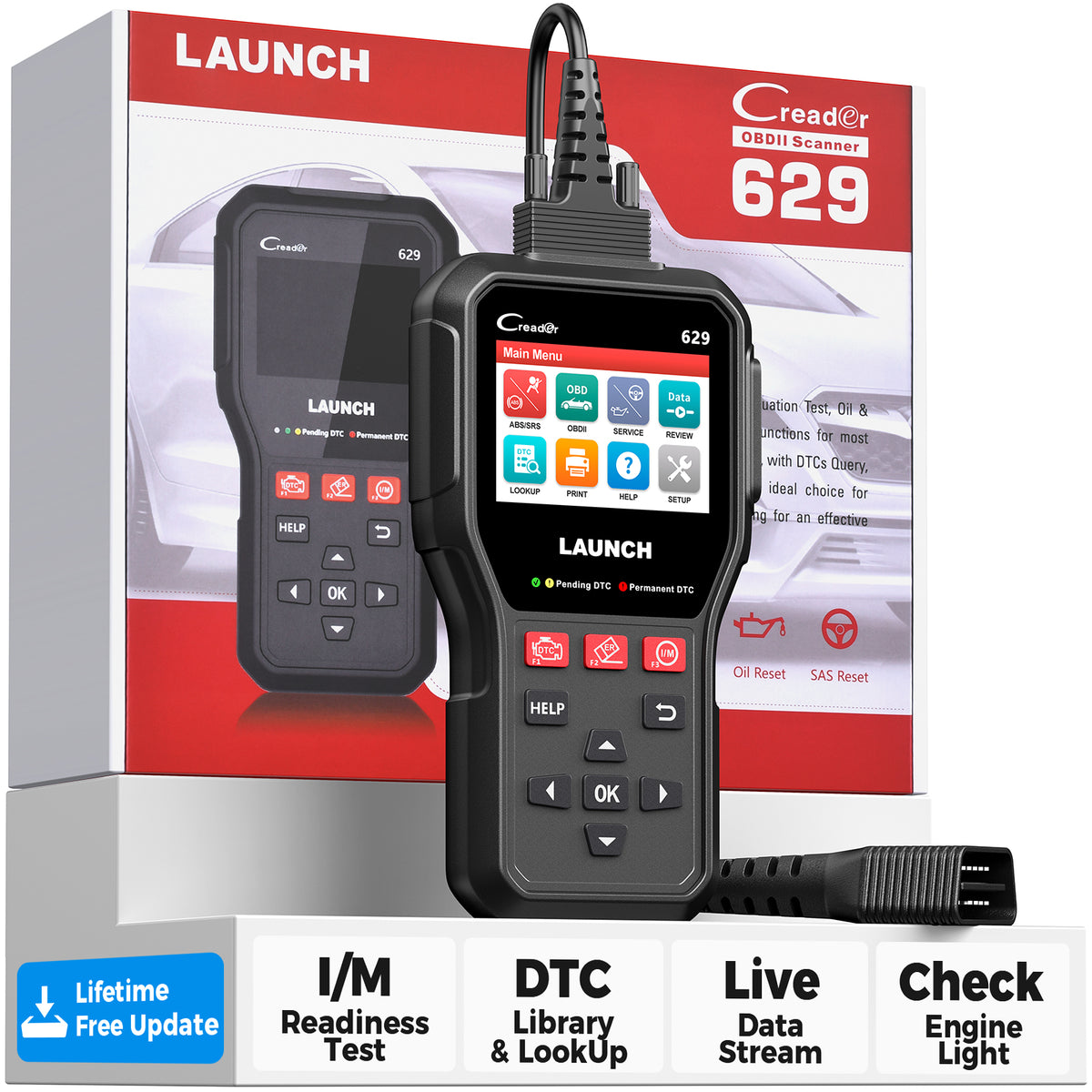 LAUNCH CR629 ABS SRS Scan Tool OBD2 Scanner with Active Test
