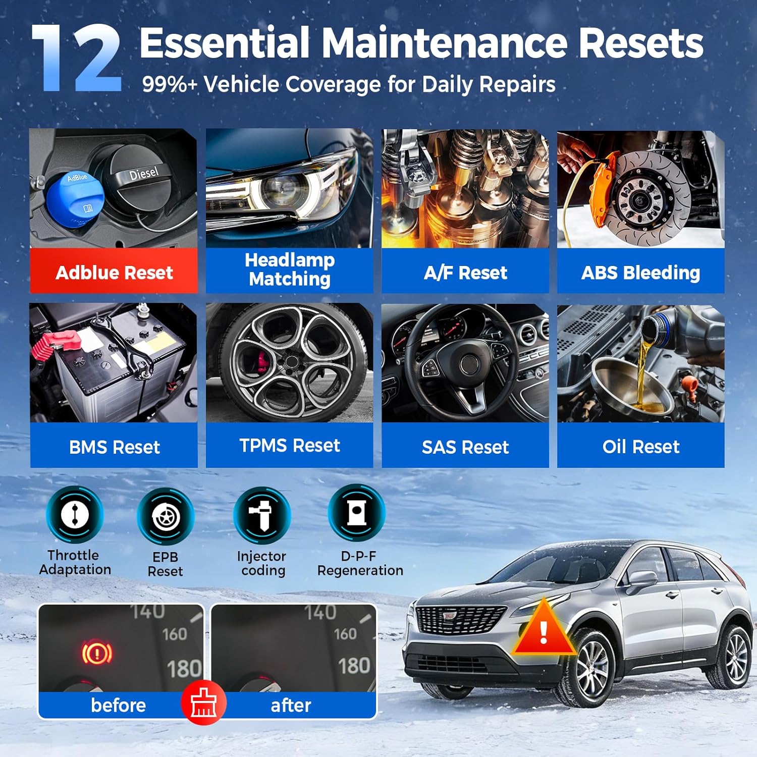 LAUNCH X431 CRP129X V3.0 OBD2 Scanner 4 System Diagnostic 8 Reset Tool