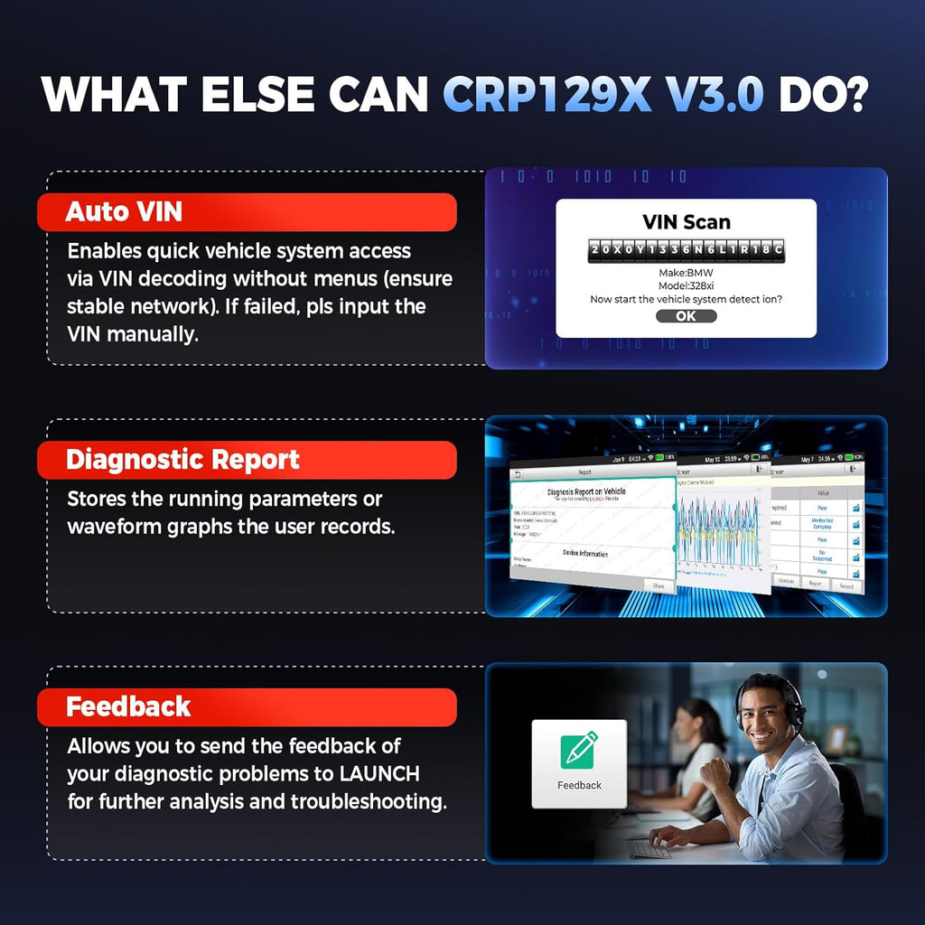 LAUNCH X431 CRP129X V3.0 OBD2 Scanner 4 System Diagnostic 8 Reset Tool